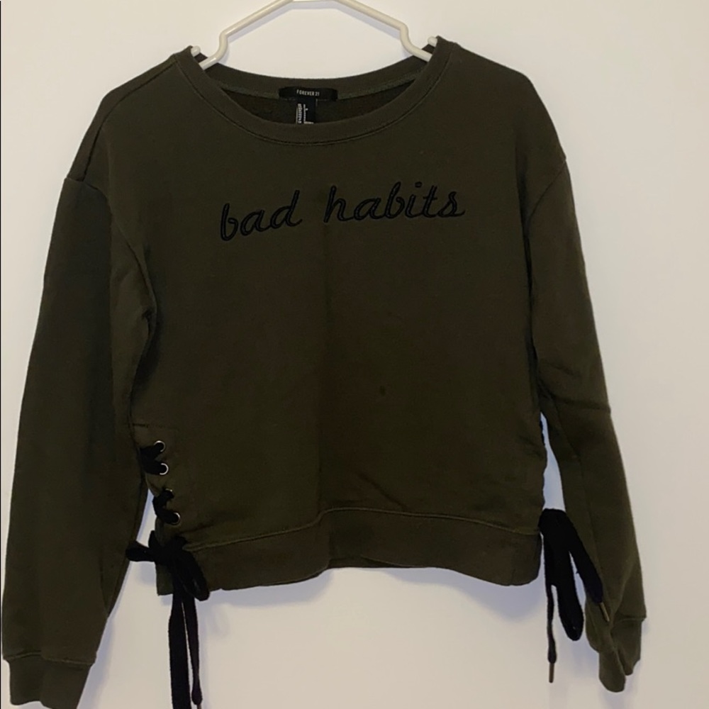 forever 21 green crewneck